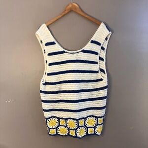 Maeve Anthropologie Crochet Tank Top women’s XL summer boho granny square